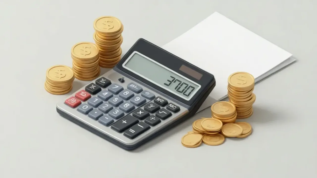 3700 brutto ile to netto? Sprawdź ile to netto w kalkulatorze wynagrodzeń Kalkulator finansowy wyświetlający wynik 3700 brutto ile to netto na tle monet i symboli procentowych.