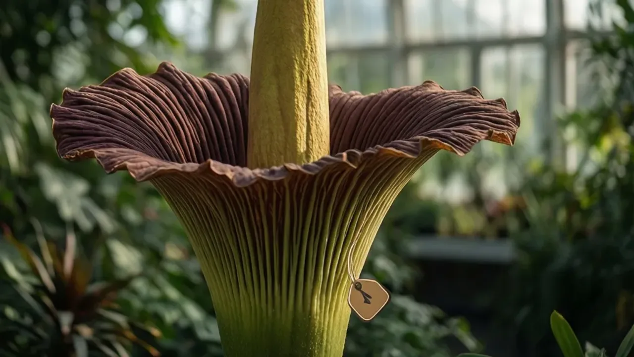 Dziwidło olbrzymie cena: Amorphophallus titanum, konjac i cebulka – poradnik Kwitnące dziwidło olbrzymie cena: profesjonalna fotografia egzotycznej rośliny w ogrodzie botanicznym.