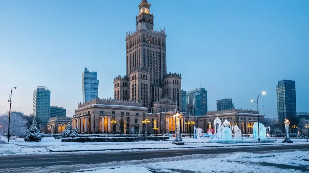Ferie warszawa 2026: terminy, warsztaty artystyczne i edukacyjne Pałac Kultury i Nauki w zimowej scenerii podczas ferie warszawa 2026.