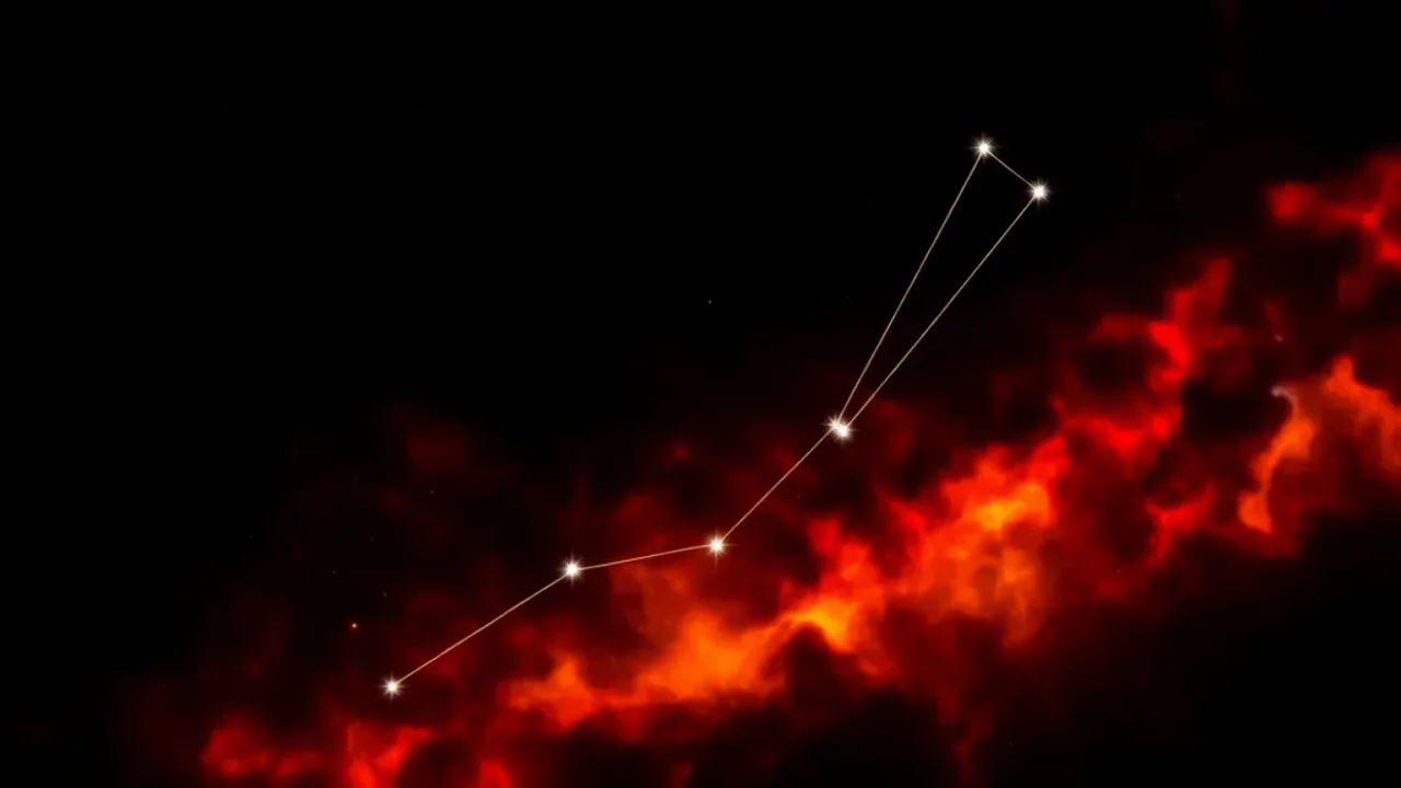 Horoskop na jutro baran: horoskopy, miłość, wodnik, bliźnięta – co czeka znak? Złota konstelacja znaku zodiaku Baran na tle kosmicznej mgławicy ilustrująca horoskop na jutro baran.