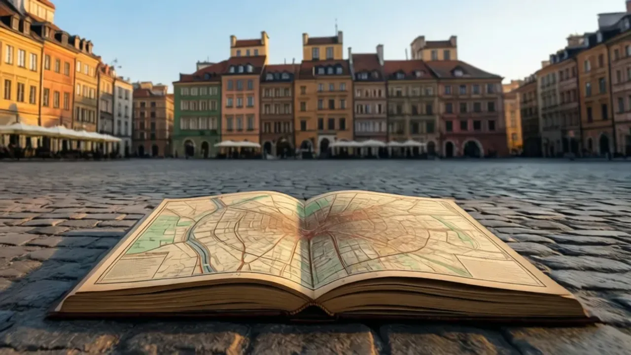 Old town warsaw map: mapa starego miasta i new town w Poland Szczegółowa old town warsaw map prezentująca Rynek Starego Miasta i historyczną zabudowę Warszawy.