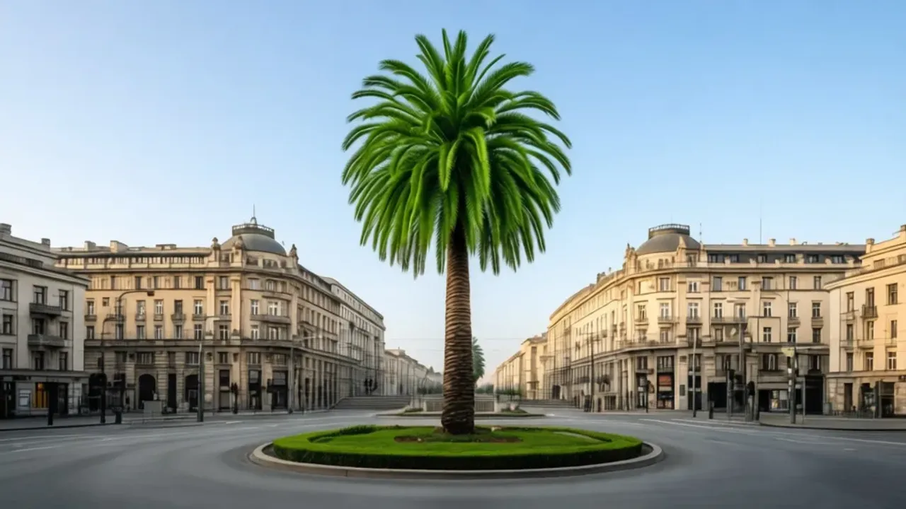 Palma warszawa: sztuczna palma na rondzie de Gaulle'a – Pozdrowienia z Alej Sztuczna palma warszawa na rondzie de Gaulle'a w centrum stolicy.