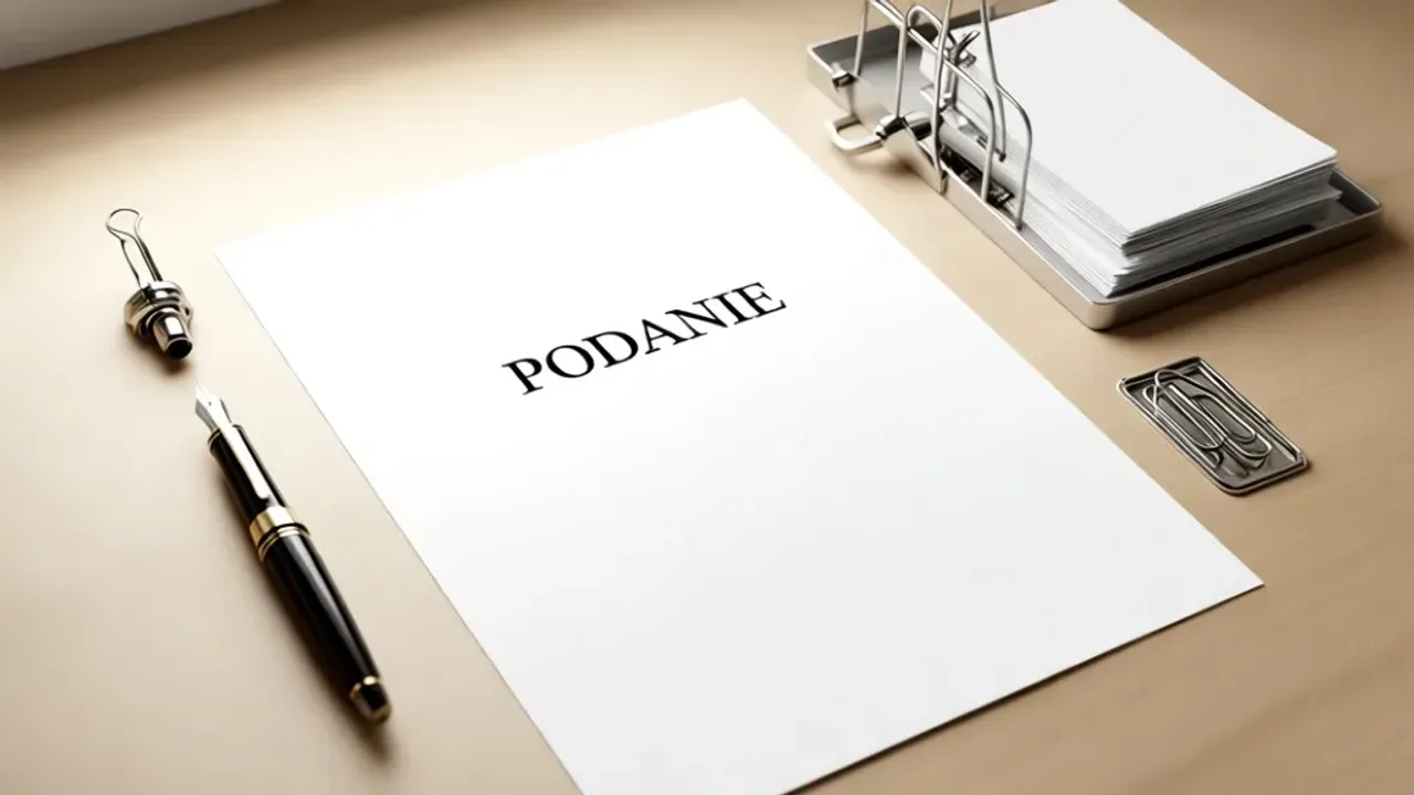 Podanie wzór: jak napisać podanie krok po kroku – praktyczny przykład Praktyczny przykład jak wypełnić profesjonalne podanie wzór na kartce A4 z piórem na biurku.