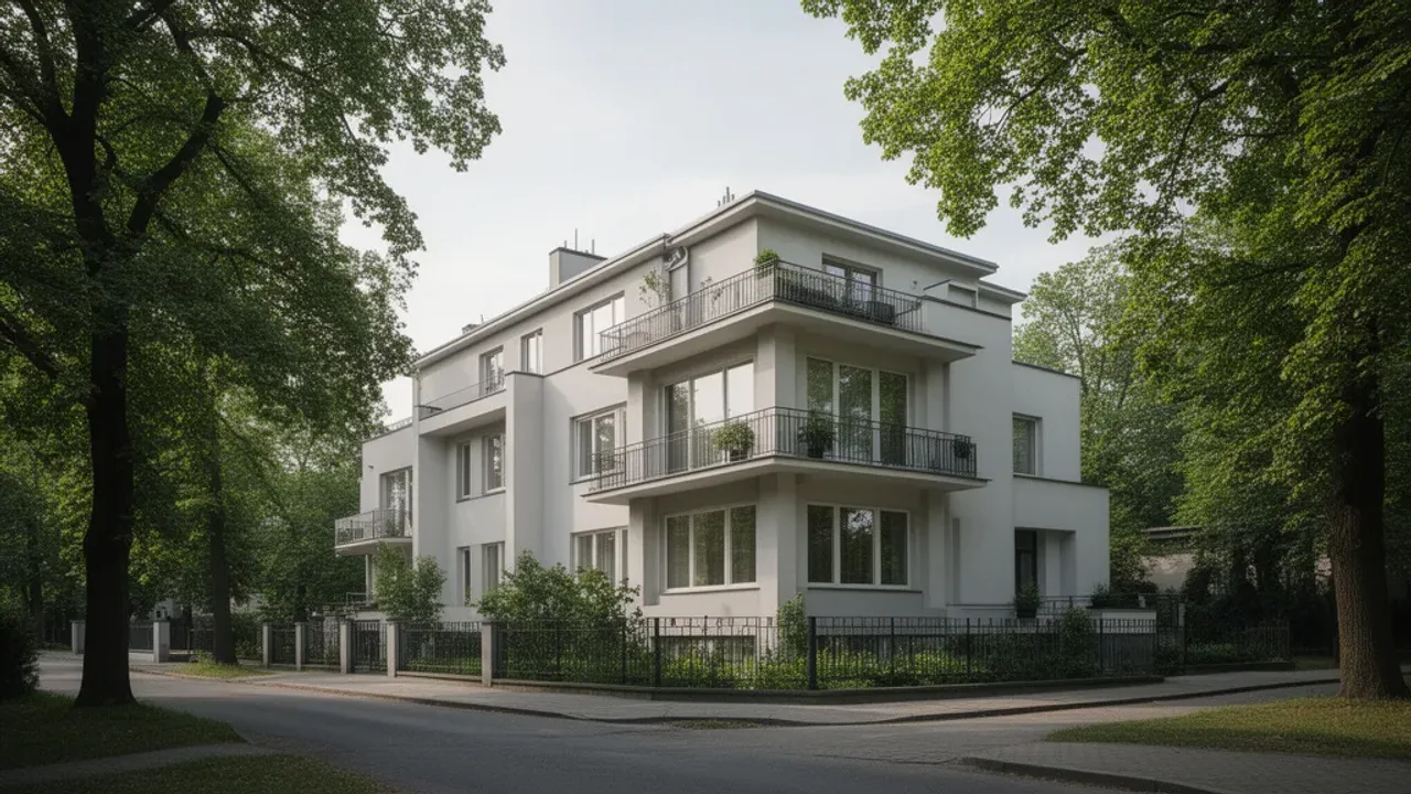 Praga-Południe: praktyczny przewodnik po tej dzielnicy Warszawy Widok na modernistyczną zabudowę willową na terenie dzielnicy Praga-Południe w Warszawie.