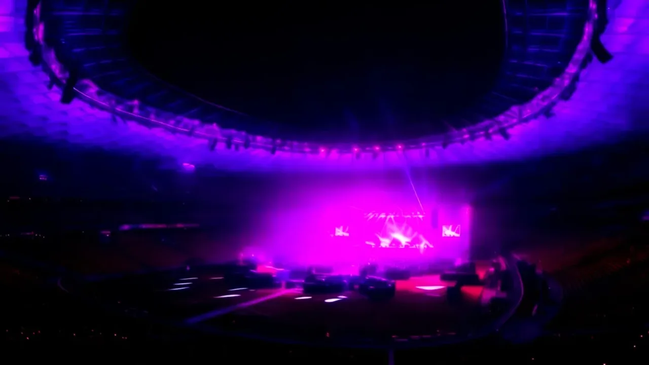 Taylor Swift Warszawa: rekordowy koncert The Eras Tour na PGE Narodowy 2024 Widok na oświetlony PGE Narodowy podczas koncertu Taylor Swift Warszawa w ramach The Eras Tour.